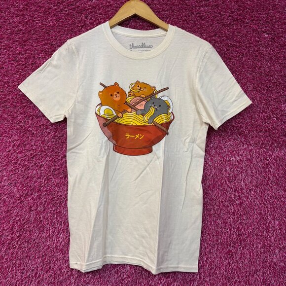 Threadless Ramen and Cats Kawaii Graphic Design T-shirt Small - Picture 1 of 4